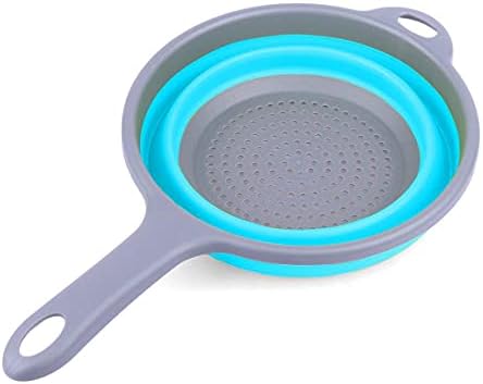 ddLUCKErgonomic Space-Saving Collapsible Silicone Strainer with Handle for Pasta Veggies