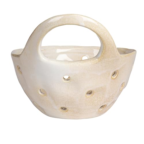 Stunning Cream Stoneware Colanders Set of 2 for Kitchen Use