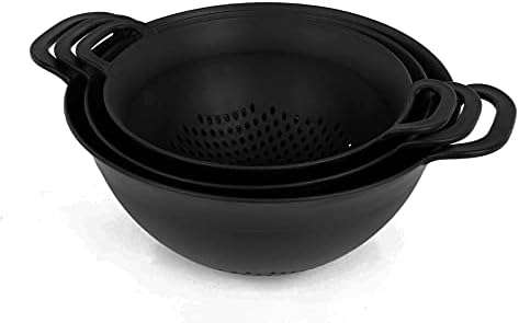 3pk Mintra Colanders BPA-Free Microwave dishwasher safe assorted black
