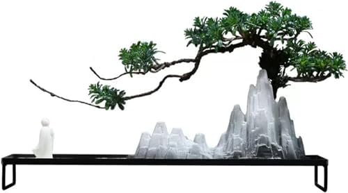 Chinese-Style Welcome Pine Artificial Bonsai Tree Gray
