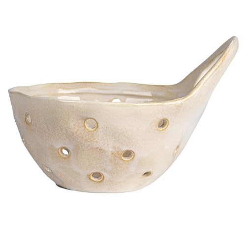 Stunning Cream Stoneware Colanders Set of 2 for Kitchen Use