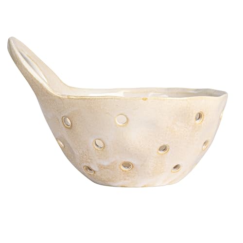 Stunning Cream Stoneware Colanders Set of 2 for Kitchen Use
