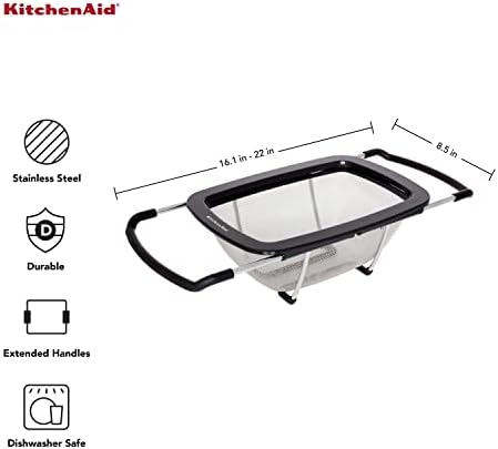 Sturdy Expandable Colander by KitchenAid Black