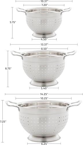 OVENTE Premium Stainless Steel Colander Set for Home Kitchen