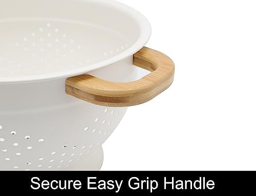 Molomax 3-Piece Metal Colander Set with Wood Handles