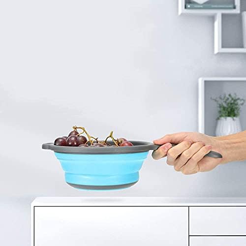 ddLUCKErgonomic Space-Saving Collapsible Silicone Strainer with Handle for Pasta Veggies