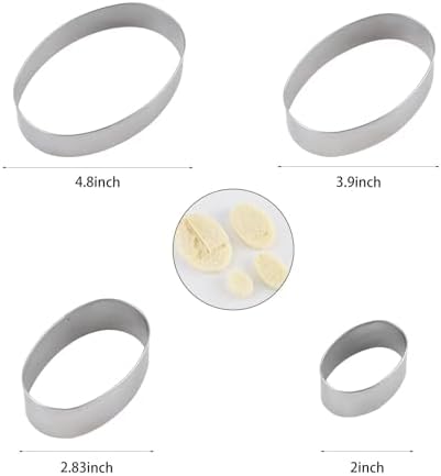 Oval Cookie Cutter Set - 5 4 3 2 Inch - Stainless Steel