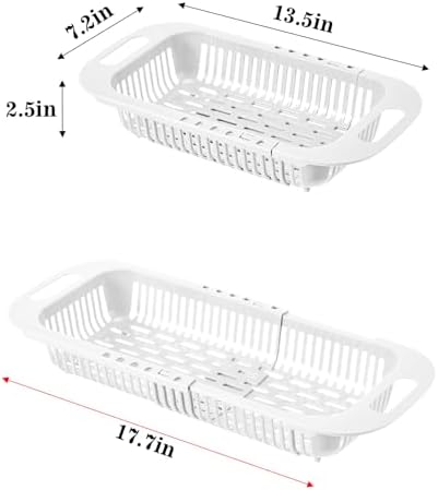 Adjustable Over the Sink Colander for Fruit Vegetables and Kitchen Use