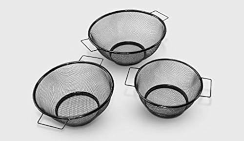 ExcelSteel 3-Piece Stainless Steel Strainer Set Black