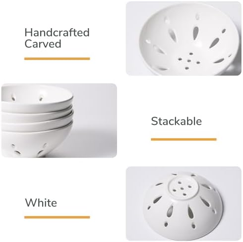 Ceramic Round Berry Basket Set of 2 with Drain Hole 58 White