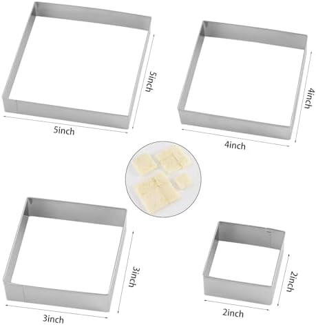 Versatile Square Cookie Cutters Set - Stainless Steel Biscuit Molds