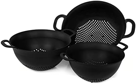 3pk Mintra Colanders BPA-Free Microwave dishwasher safe assorted black