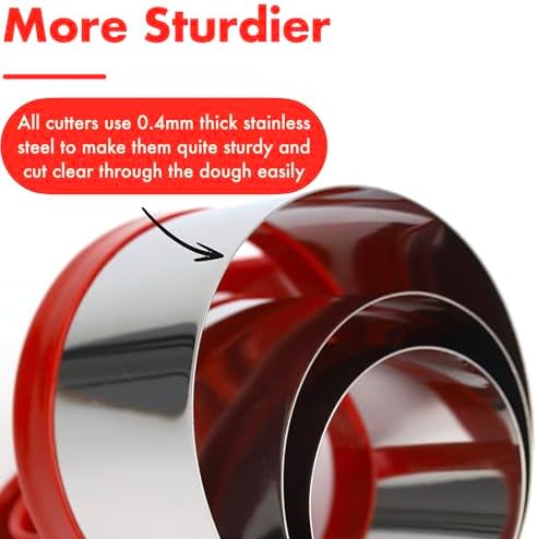 3-Piece Round Cookie Cutters Set for Baking with Handle