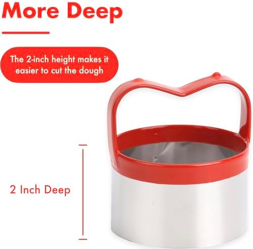 3-Piece Round Cookie Cutters Set for Baking with Handle