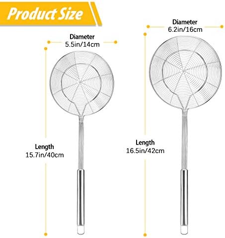 Practical stainless steel colander with ergonomic handle for frying and boiling liquids