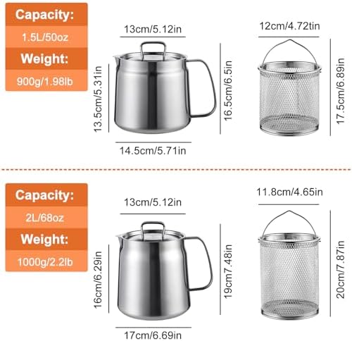 Stainless Steel Oil Strainer Pot for Cooking Camping