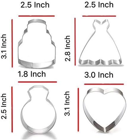 Seven Piece Wedding Cookie Cutter Set for Bridal Wedding Engagement Parties