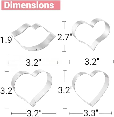 Adorable Heart Cookie Cutters 4PCS Set 32inches Valentines Day