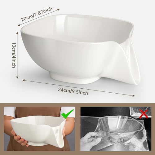 Ergonomic Design - Heat-Resistant Durable Ceramic Food Strainer with Integrated Drain Spout