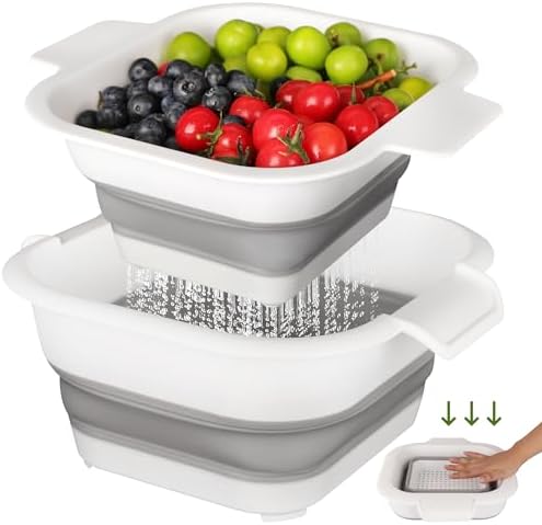 Collapsible Colander Set with Strainer Bowl 2 in 1 for Kitchen Use