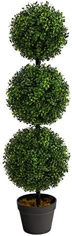 Stunning 3ft Artificial Triple Ball Boxwood Topiary IndoorOutdoor