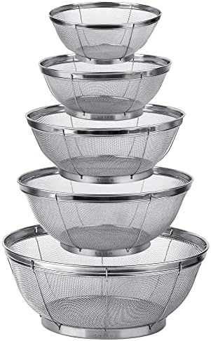 Sturdy 5-Pack Strainer Set for Kitchen Uses