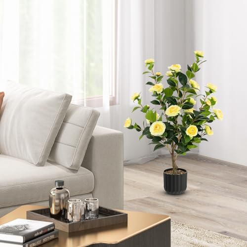 Realistic Artificial Camellia Tree 2-Pack
