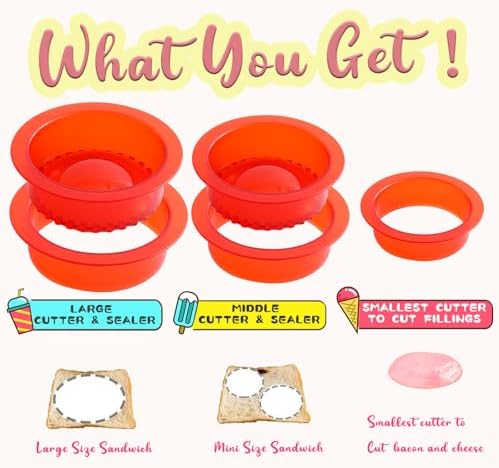 DARSUN Drirster Sandwich Cutter and Sealer 5PCS for Kids Easy Crustless Sandwiches