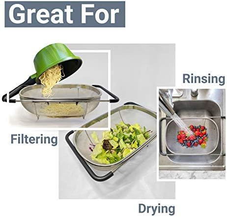Makerstep Over the Sink Colander Strainer Basket Stainless Steel