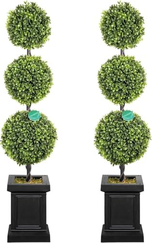 Set of 2 Realistic Boxwood Topiaries Outdoor Use 35ft