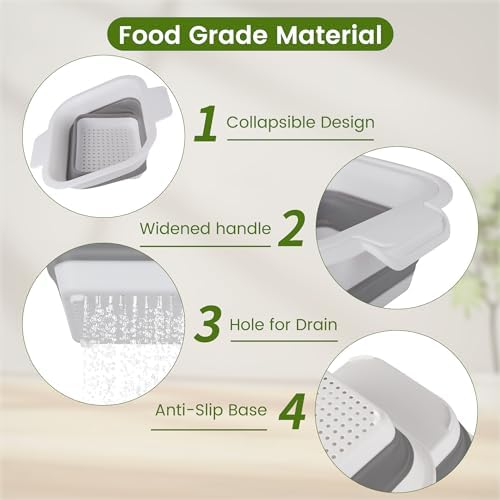 Collapsible Colander Set with Strainer Bowl 2 in 1 for Kitchen Use