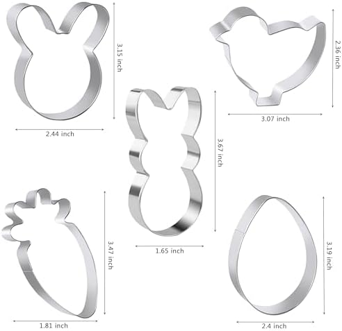 Easter Cookie Cutters Set - 5pc Safe Fun for Kids Adults