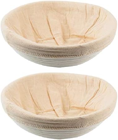 Set of 2 Round 98 inch Banneton Proofing Basket with Liner SUGUS HOUSE