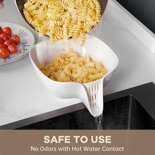 Ergonomic Design - Heat-Resistant Durable Ceramic Food Strainer with Integrated Drain Spout