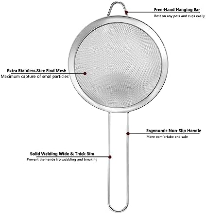 Small Strainer with Handle Stainless Steel Mesh Kitchen Essential