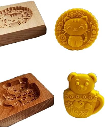 Adorable Wooden Cat Teacup Bear Cookie Mold