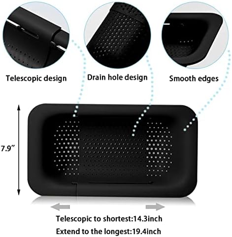Collapsible Plastic Kitchen Colander Black