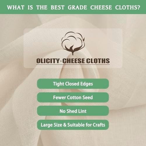 Olicity Cheese Cloth 45 Sq Ft Reusable Muslin Cloth for Straining Cooking