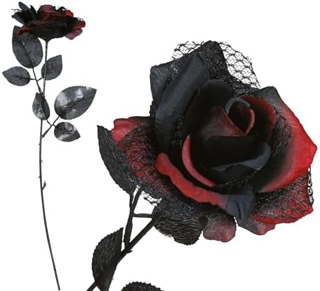Scary Halloween Red Black Flower Decoration