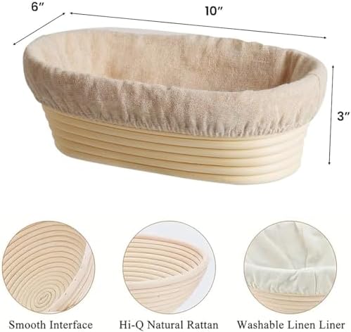 Effortless Sourdough Rise 2 Banneton Bread Proofing Baskets for Oval Loaves