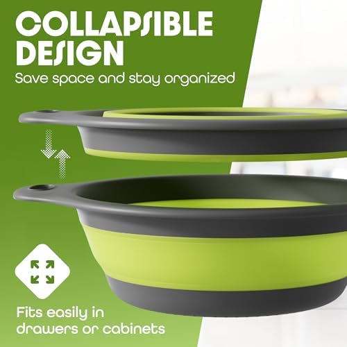 Collapsible Kitchen Colander Set - 5 Qt - 2-Piece Set