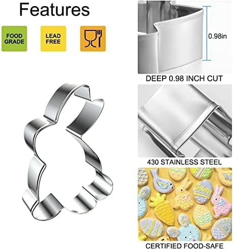 Stainless Steel Easter Cookie Cutters 5 Piece Set Perfect for Baking Crafting