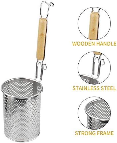 Keep Your Noodles Piped Perfectly stainless steel food strainer with handle