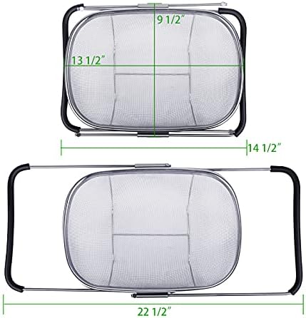 188 Stainless Steel Large Over-the-Sink Strainer Basket with Expandable Handle