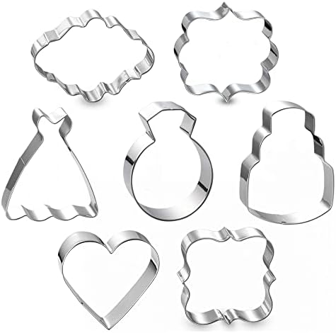 Seven Piece Wedding Cookie Cutter Set for Bridal Wedding Engagement Parties