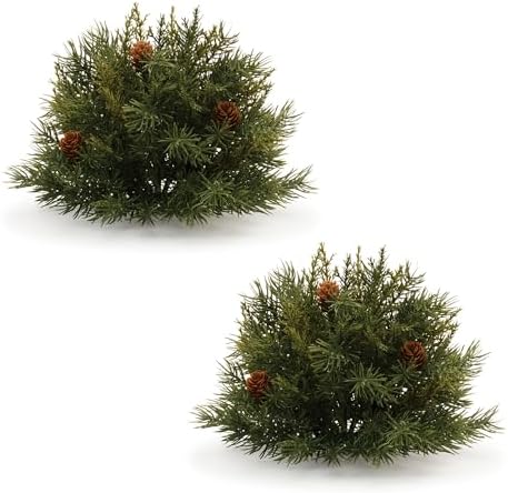 Melrose Artificial Pine Half Orb Bush Set of 2