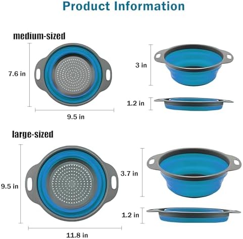 Collapsible Kitchen Colander Set for Pasta More
