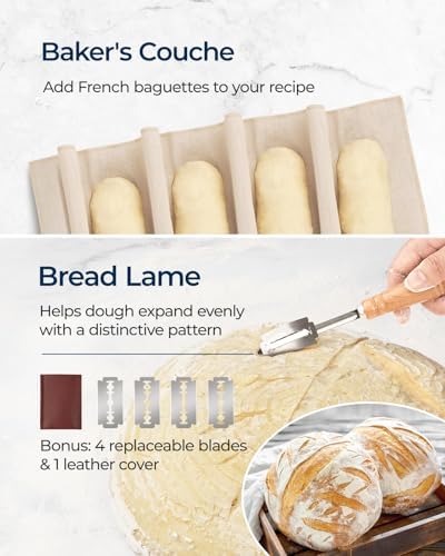 Lorzon Banneton Proofing Basket Set - 2pc 10-Inch Round Oval Cane Breads