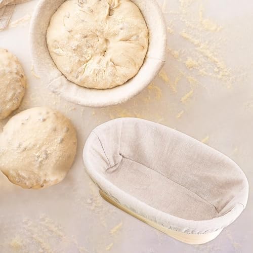 Sourdough Baking Made Perfect 2-Piece Round Oval Proofing Baskets with Indonesian Rattan