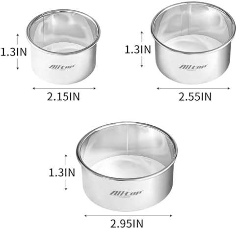 ALLTOP Premium 3Pc Biscuit Cutter Set Stainless Steel for Effortless Shaping